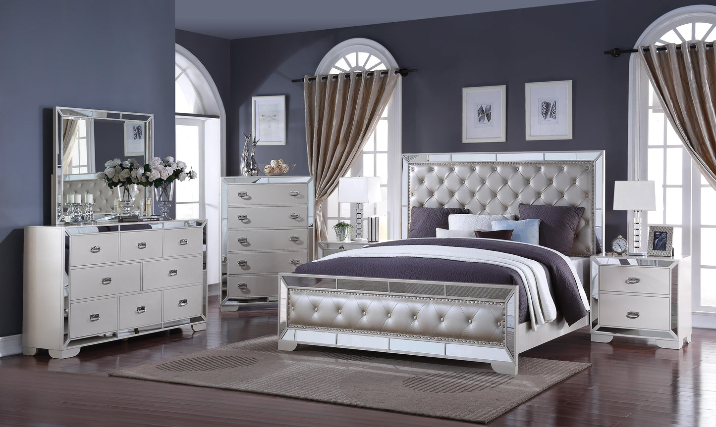 Gloria Contemporary Style Dresser in White finish Wood - ATL FURNITURE