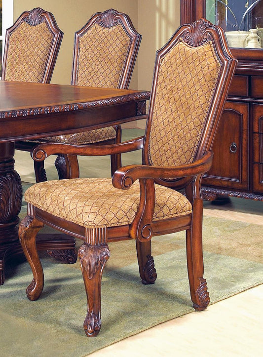 Veronica Cherry Traditional Style Dining Arm Chair in Cherry finish Wood - ATL FURNITURE