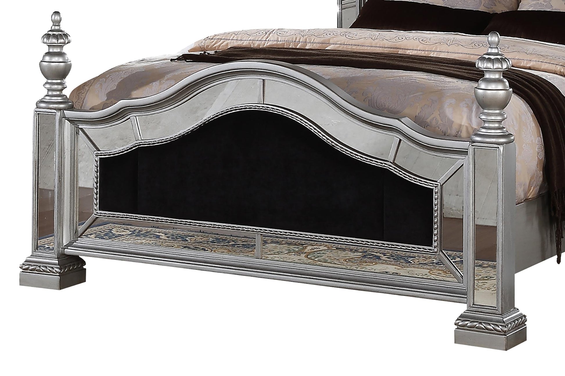 Pamela Transitional Style King Bed in Silver finish Wood - ATL FURNITURE