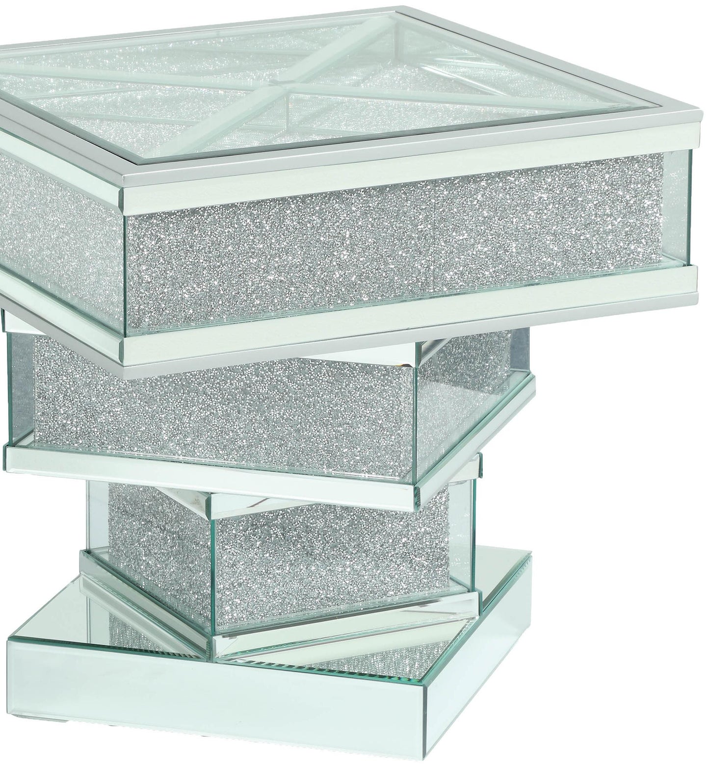 Ava Modern Style Glass End Table with Silver fiinish - ATL FURNITURE