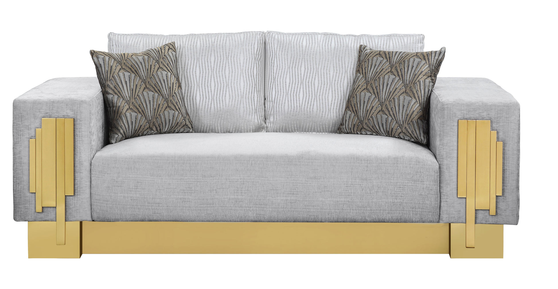 Megan Modern Style Gray Loveseat with Gold Finish - ATL FURNITURE