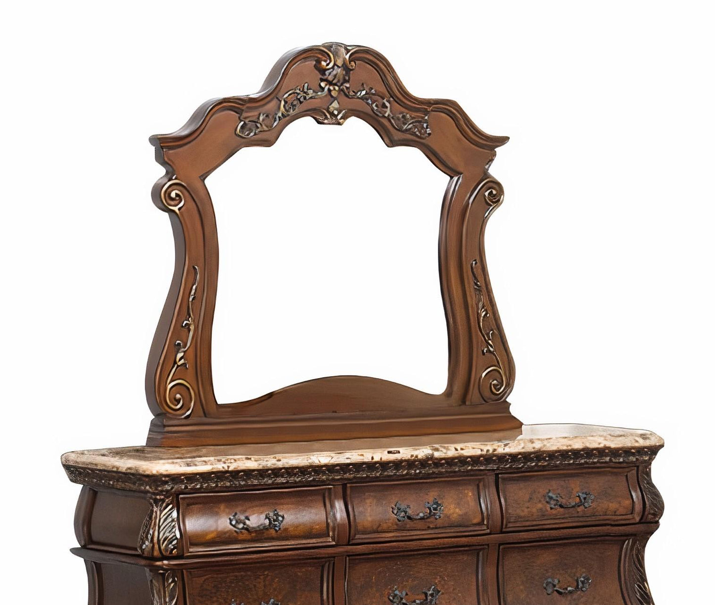 Cleopatra Traditional Style Mirror in Cherry finish Wood - ATL FURNITURE