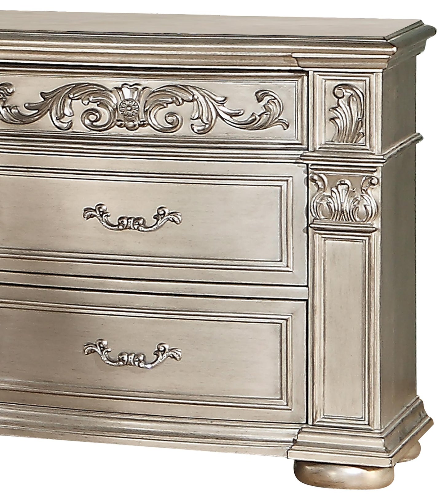 Platinum Traditional Style Nightstand in Gold finish Wood - ATL FURNITURE