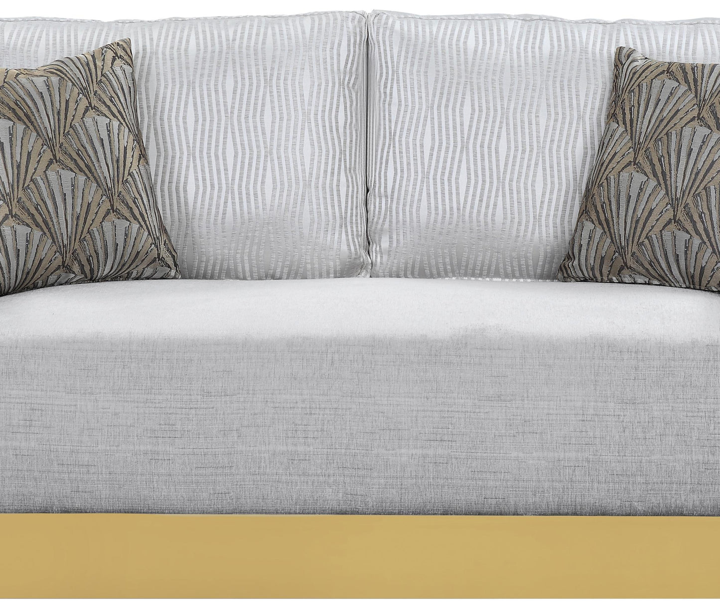 Megan Modern Style Gray Loveseat with Gold Finish - ATL FURNITURE