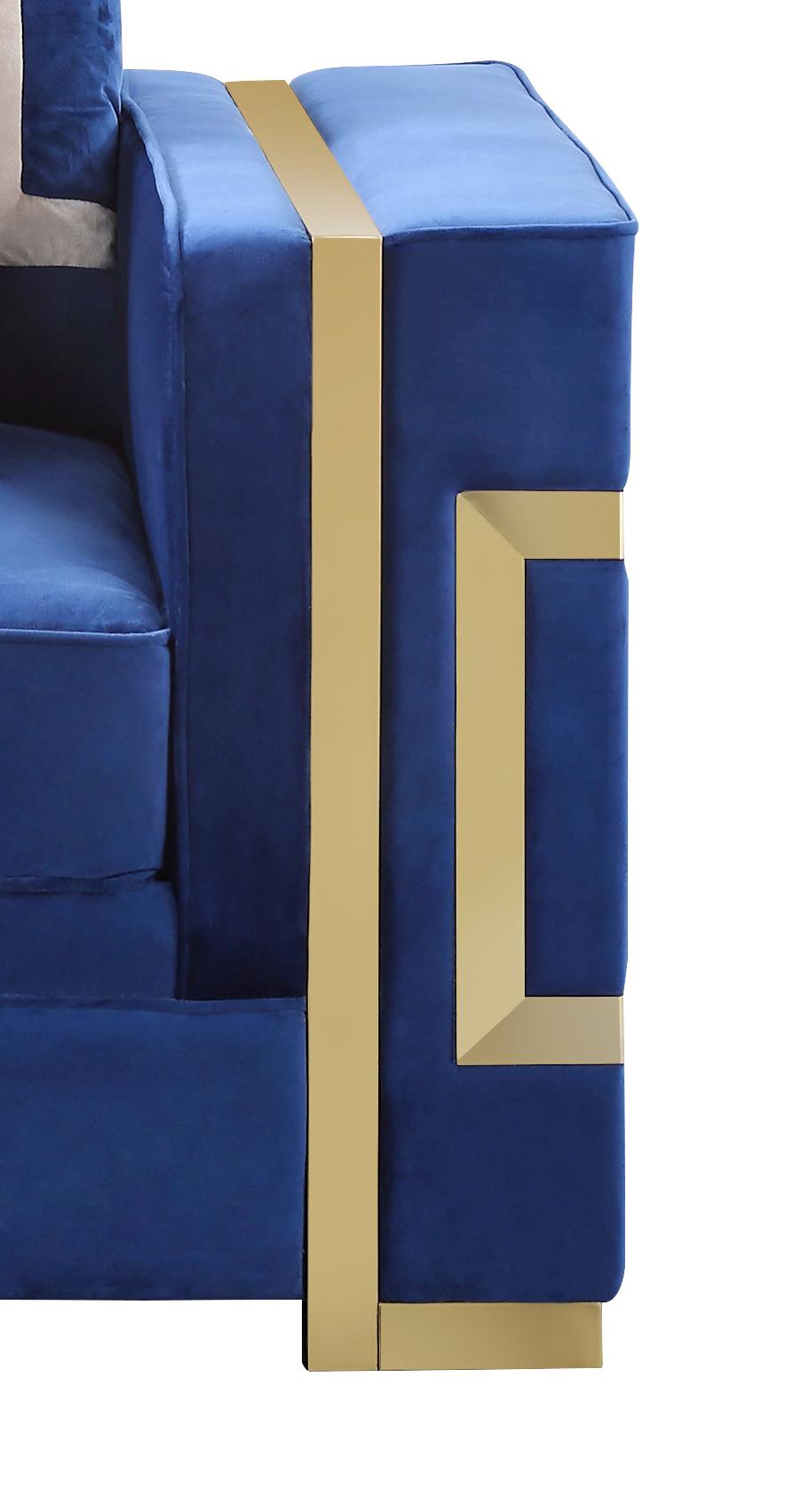 Lawrence Modern Style Navy Chair with Gold Finish - ATL FURNITURE