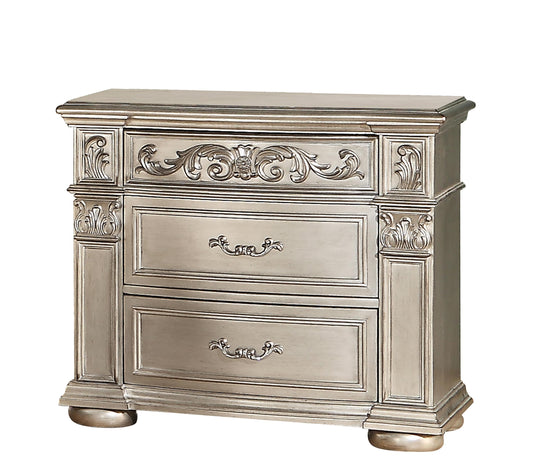 Platinum Traditional Style Nightstand in Gold finish Wood - ATL FURNITURE