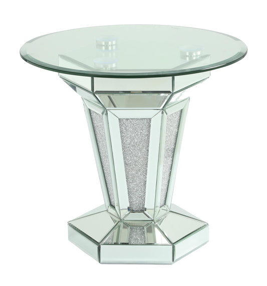 Diva Modern Style Glass End Table with Silver fiinish - ATL FURNITURE