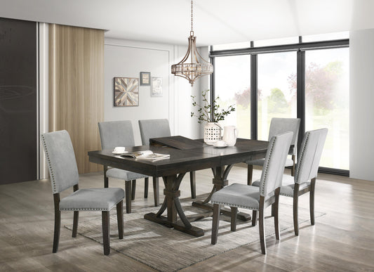 Asbury Transitional Style Dining Chair in Gray Fabric - ATL FURNITURE