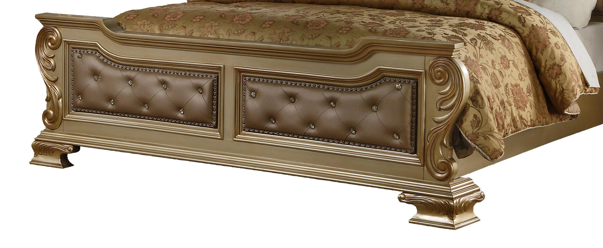 Miranda Transitional Style King Bed in Gold finish Wood - ATL FURNITURE