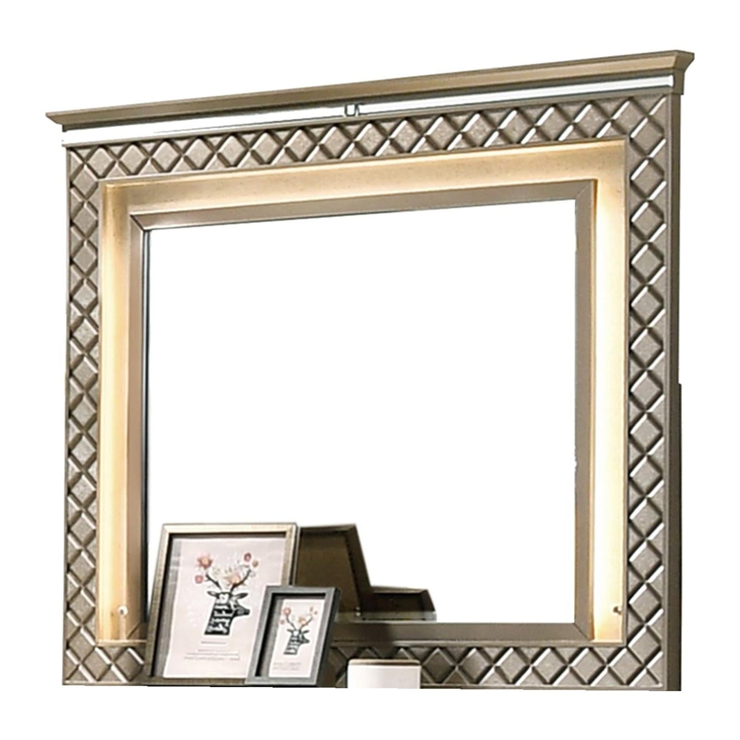 Coral Contemporary Style Mirror in Bronze finish Wood - ATL FURNITURE