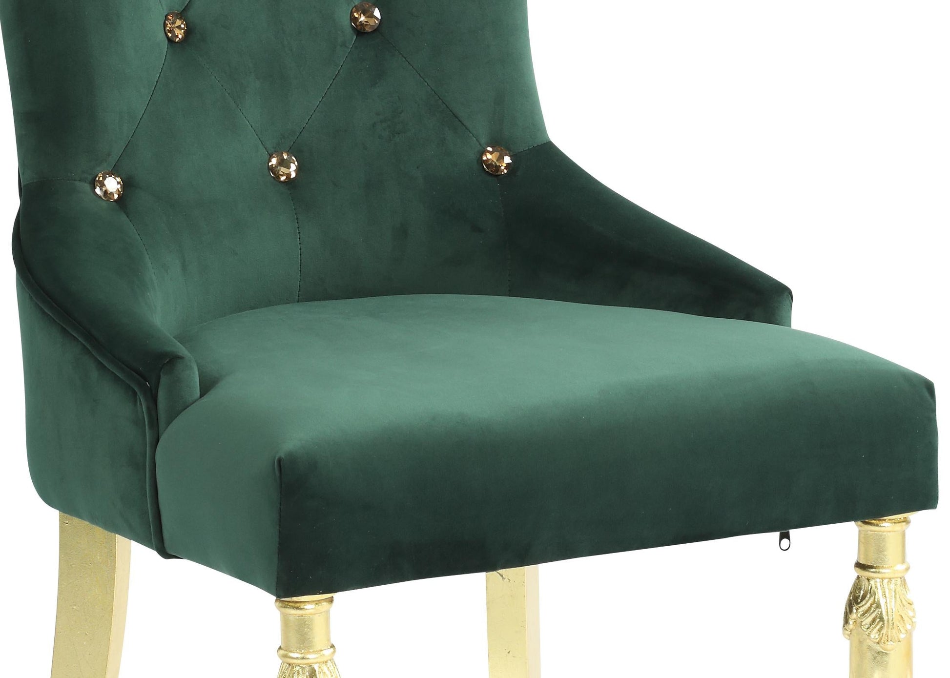 Queen Gold Modern Style Dining Chair in Green Velvet Fabric - ATL FURNITURE