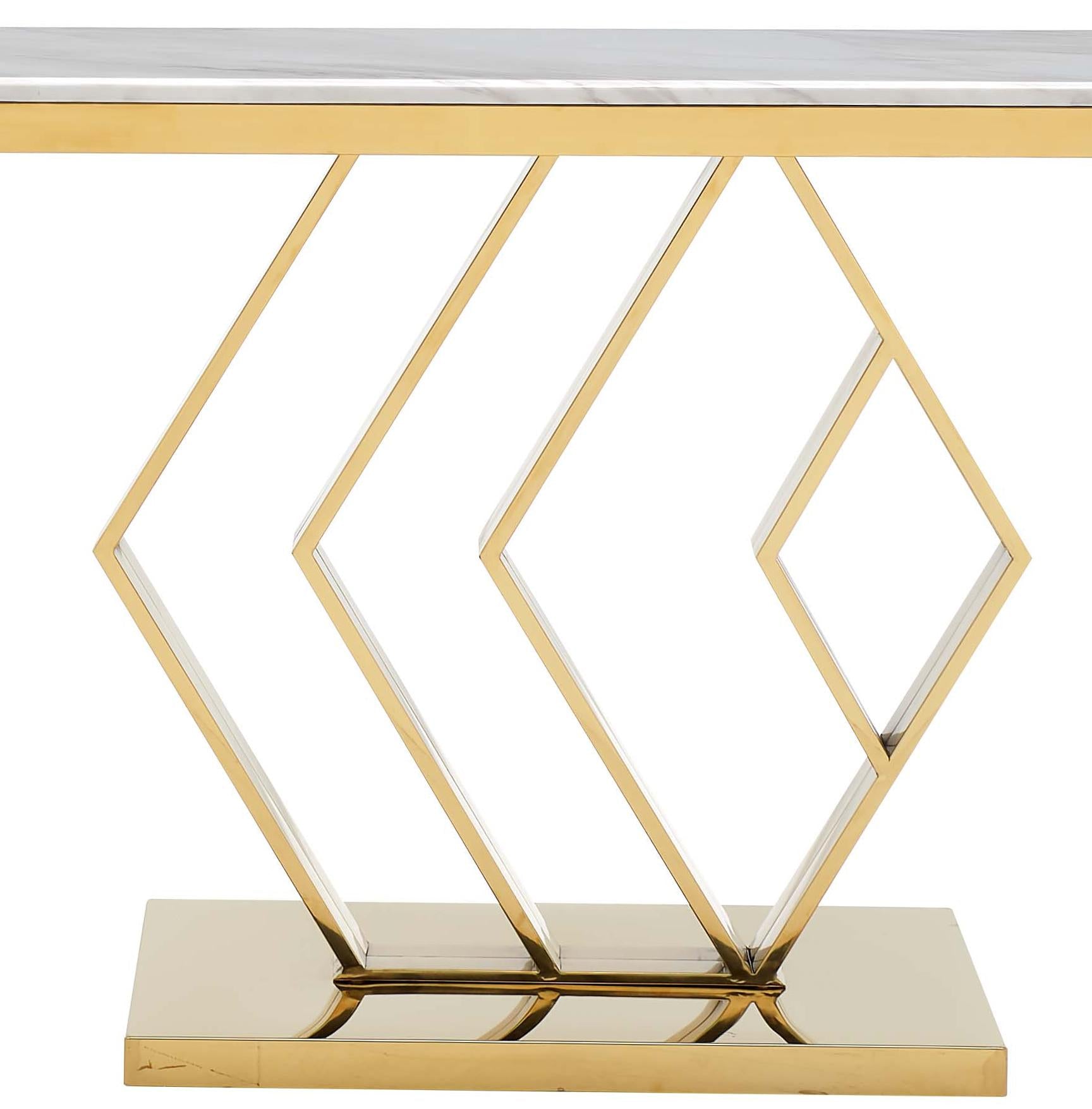 Gamila Modern Style Marble Console Table with Metal Base - ATL FURNITURE