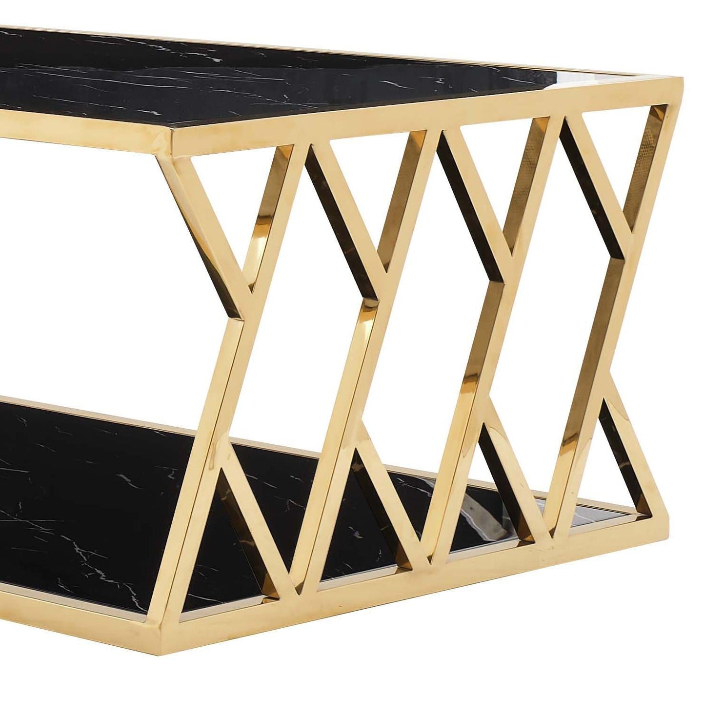 Leah Modern Style Marble Coffee Table with Metal Base - ATL FURNITURE