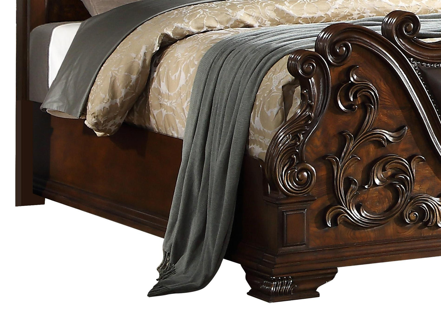 Santa Monica Traditional Style King Bed in Cherry finish Wood - ATL FURNITURE