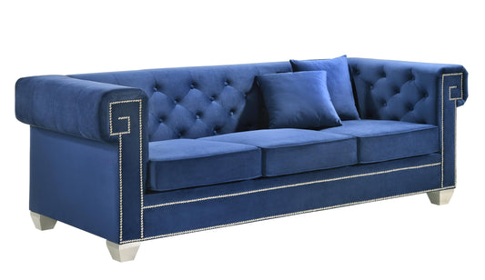 Clover Modern Style Blue Sofa with Steel Legs - ATL FURNITURE