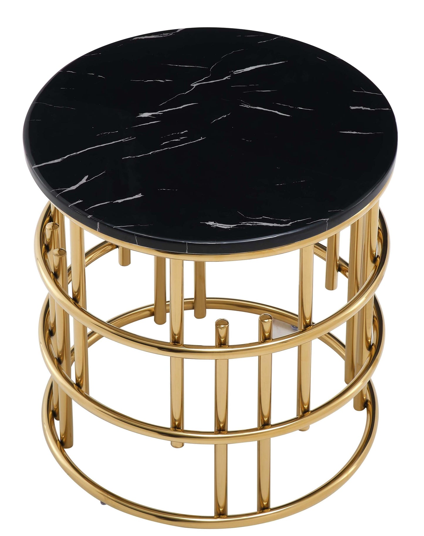 Talia Modern Style Marble End Table with Metal Base - ATL FURNITURE