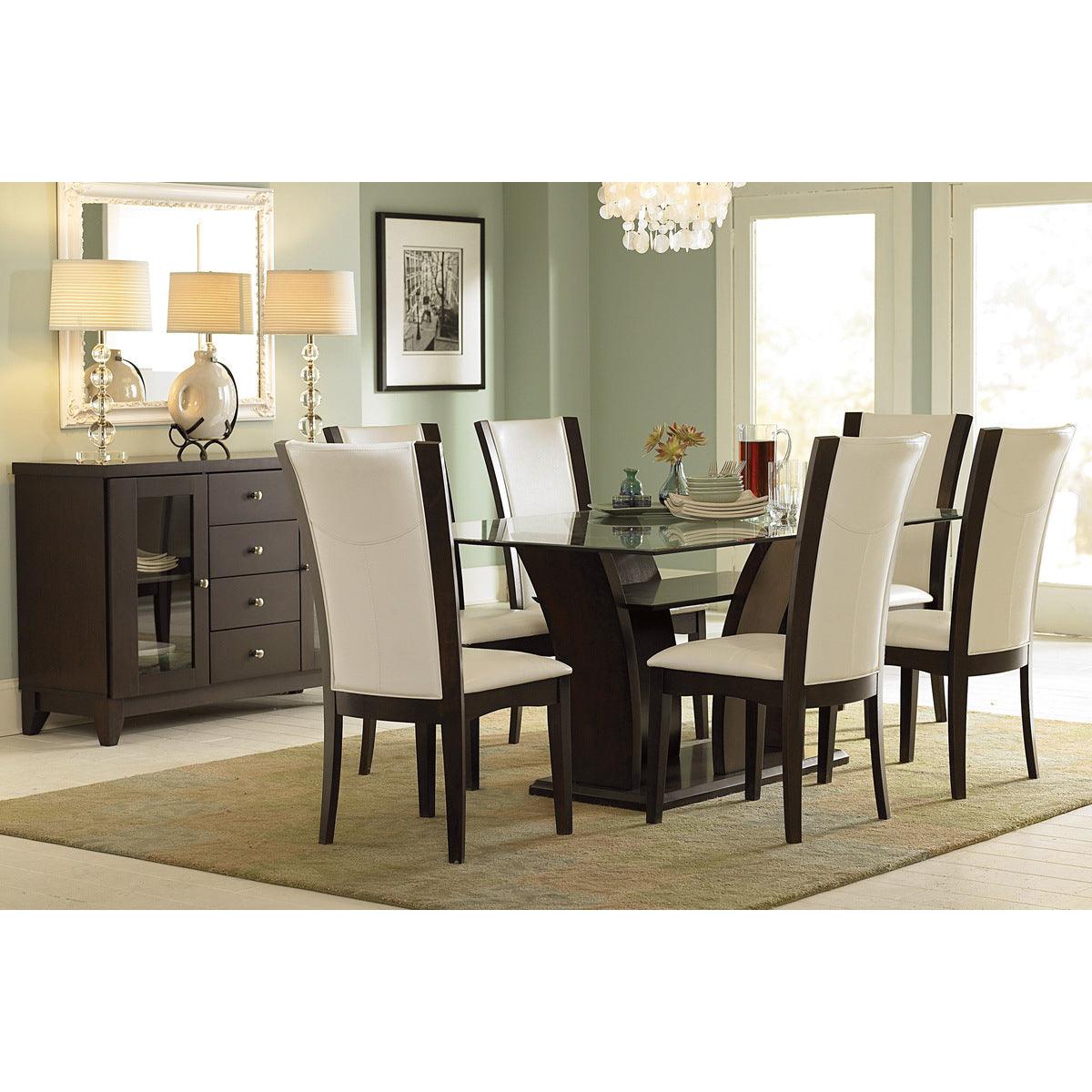 Daisy Rectangular Glass Top Dining Room Set In Espresso By Homelegance - ATL FURNITURE