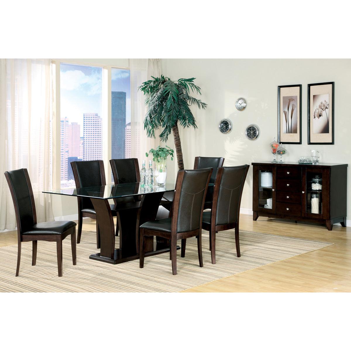 Daisy Rectangular Glass Top Dining Room Set In Espresso By Homelegance - ATL FURNITURE
