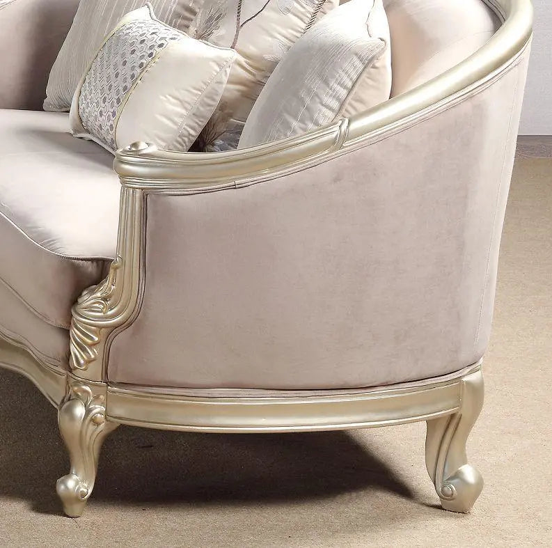 Elanor Traditional Sofa and Loveseat in Champagne Wood Finish by Cosmos Furniture - ATL FURNITURE