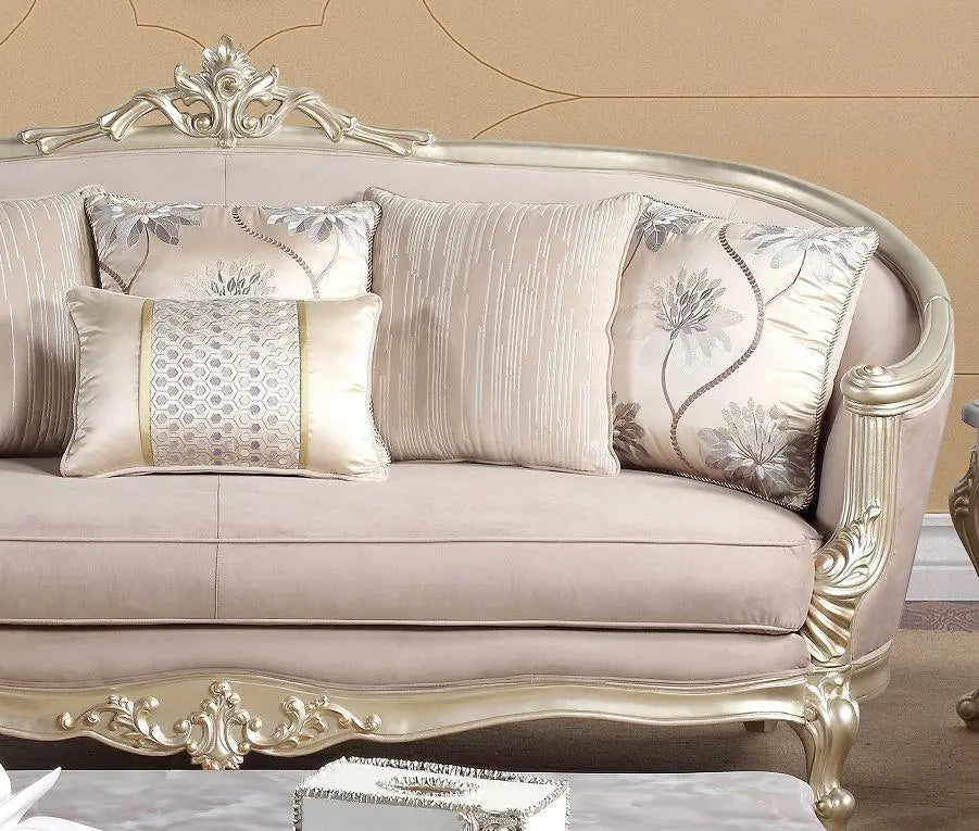 Elanor Traditional Sofa and Loveseat in Champagne Wood Finish by Cosmos Furniture - ATL FURNITURE