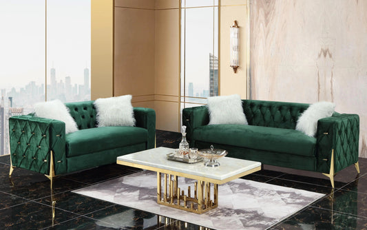 Emerald Modern Sofa and Loveseat in Emerald Green Color by Cosmos Furniture - ATL FURNITURE