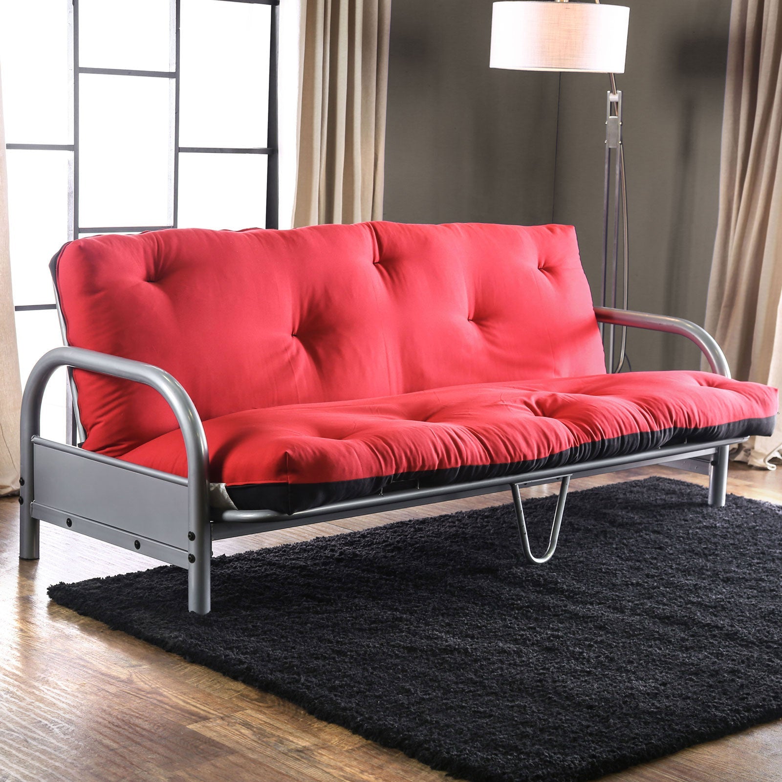 Aksel Black/Red Futon Mattress, Black & Red - ATL FURNITURE