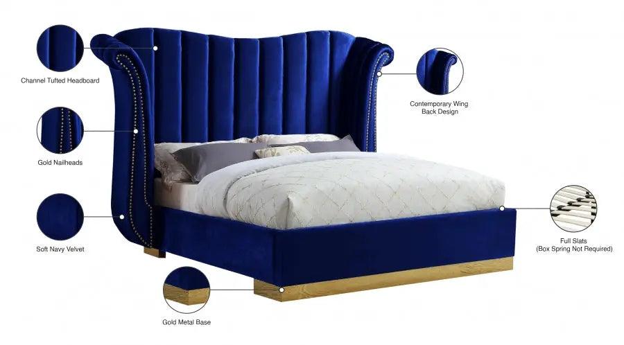 Flora Velvet Platform Bed - ATL FURNITURE
