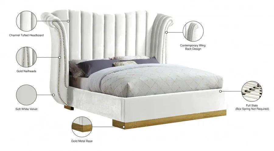 Flora Velvet Platform Bed - ATL FURNITURE