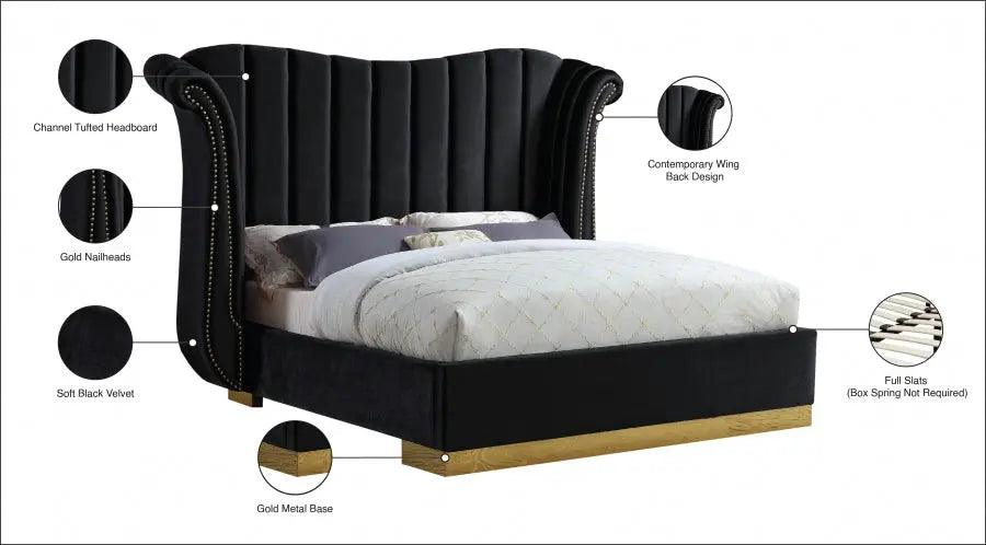 Flora Velvet Platform Bed - ATL FURNITURE