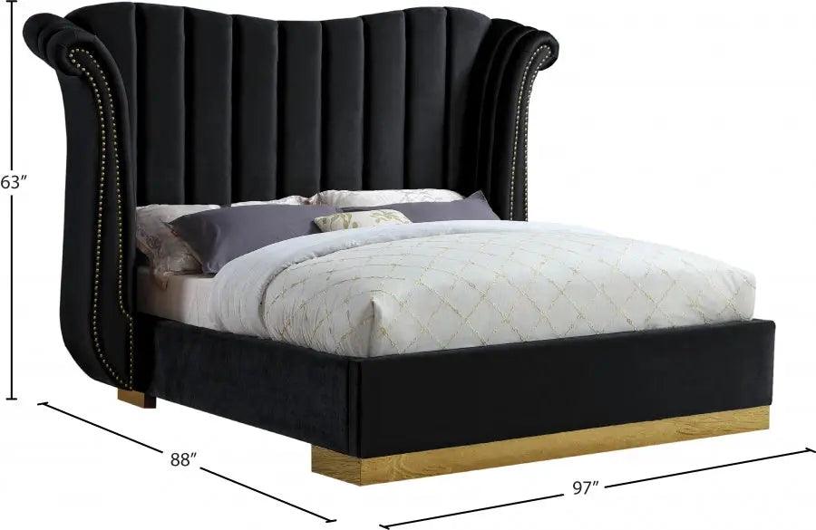 Flora Velvet Platform Bed - ATL FURNITURE