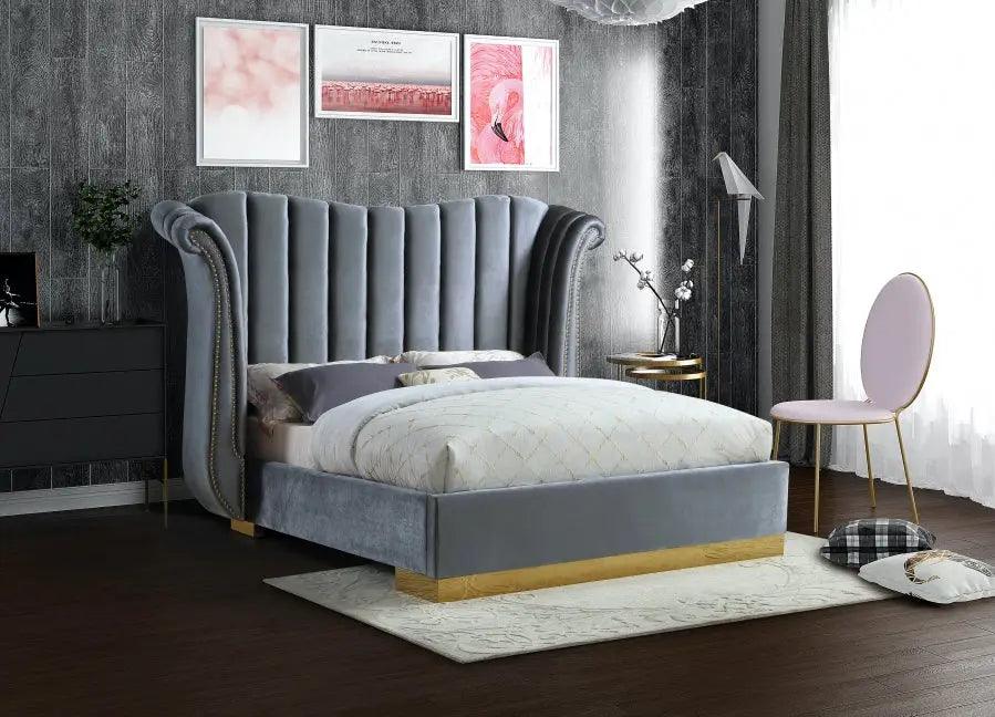 Flora Velvet Platform Bed - ATL FURNITURE