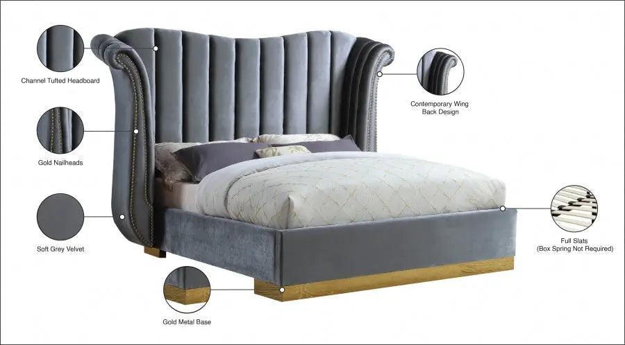 Flora Velvet Platform Bed - ATL FURNITURE