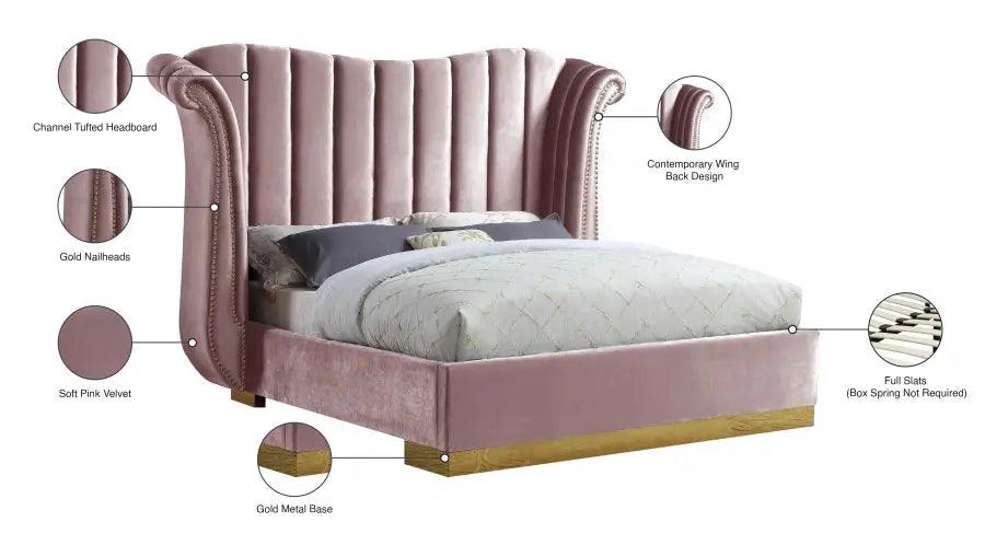 Flora Velvet Platform Bed - ATL FURNITURE
