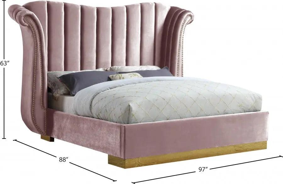 Flora Velvet Platform Bed - ATL FURNITURE