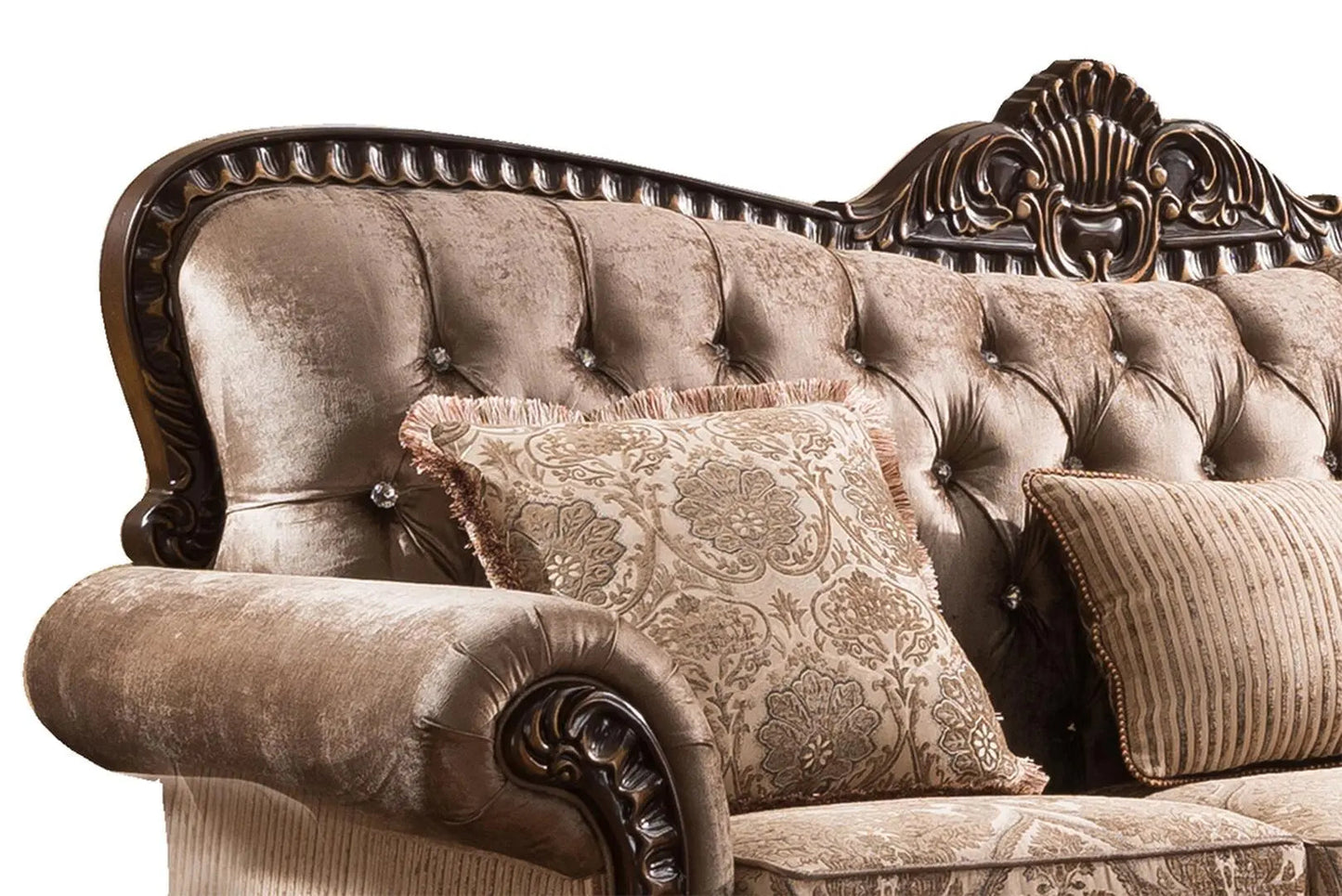 Giana Traditional Sofa and Loveseat in Cherry Wood Finish by Cosmos Furniture - ATL FURNITURE