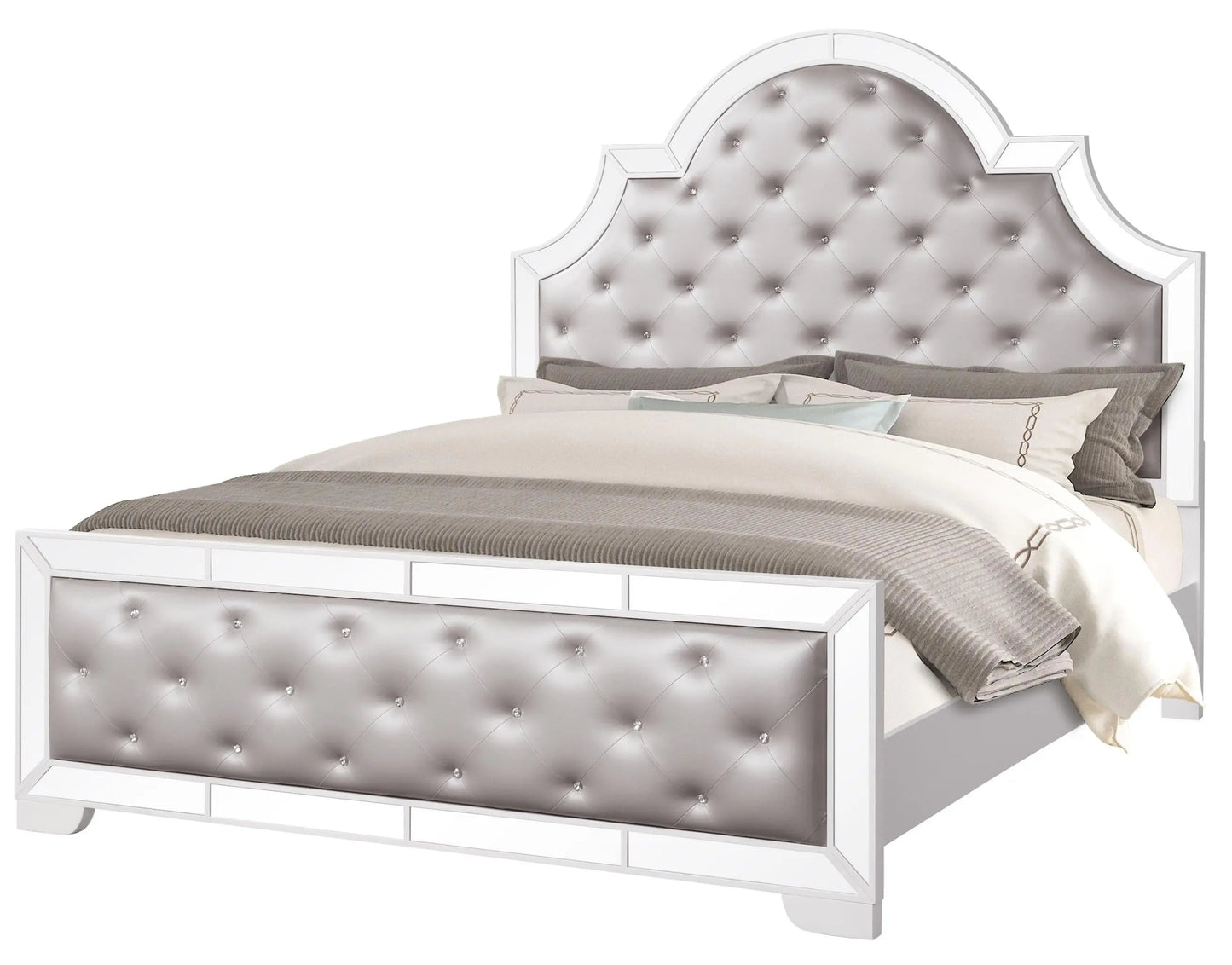 Grand Gloria 6Pc Contemporary Bedroom Set in White Finish by Cosmos Furniture - ATL FURNITURE