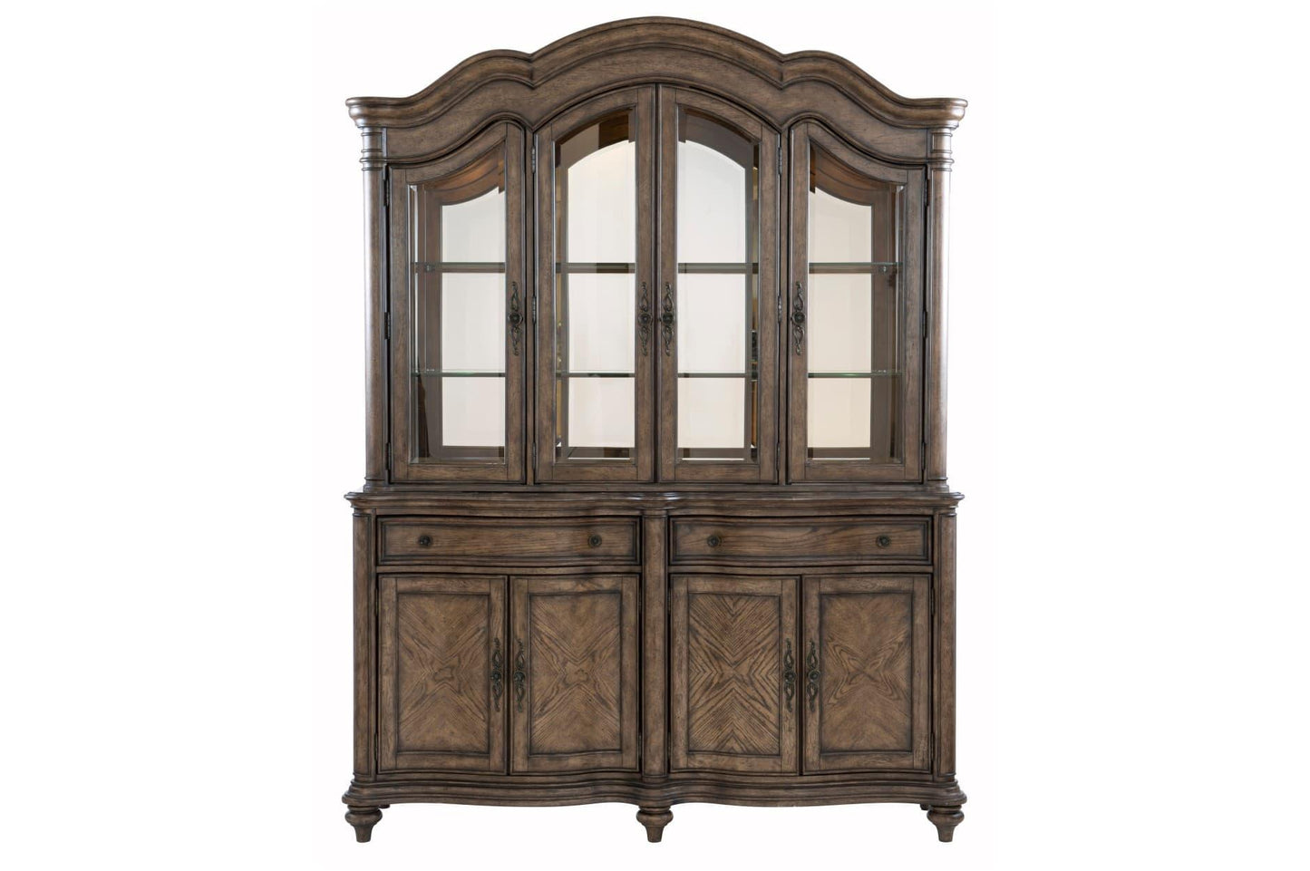 Heath Court China Cabinet In Brown Oak Traditional By Homelegance - ATL FURNITURE