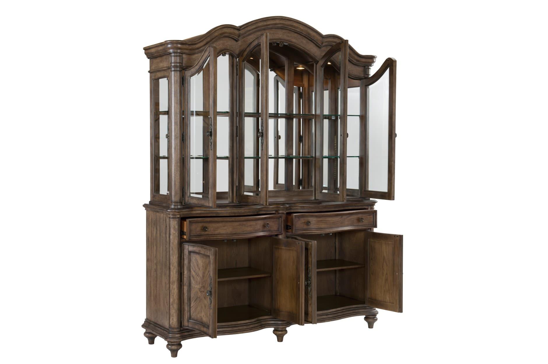 Heath Court China Cabinet In Brown Oak Traditional By Homelegance - ATL FURNITURE