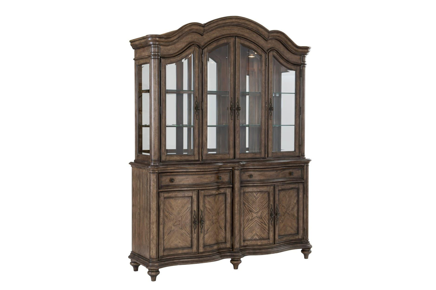 Heath Court China Cabinet In Brown Oak Traditional By Homelegance - ATL FURNITURE