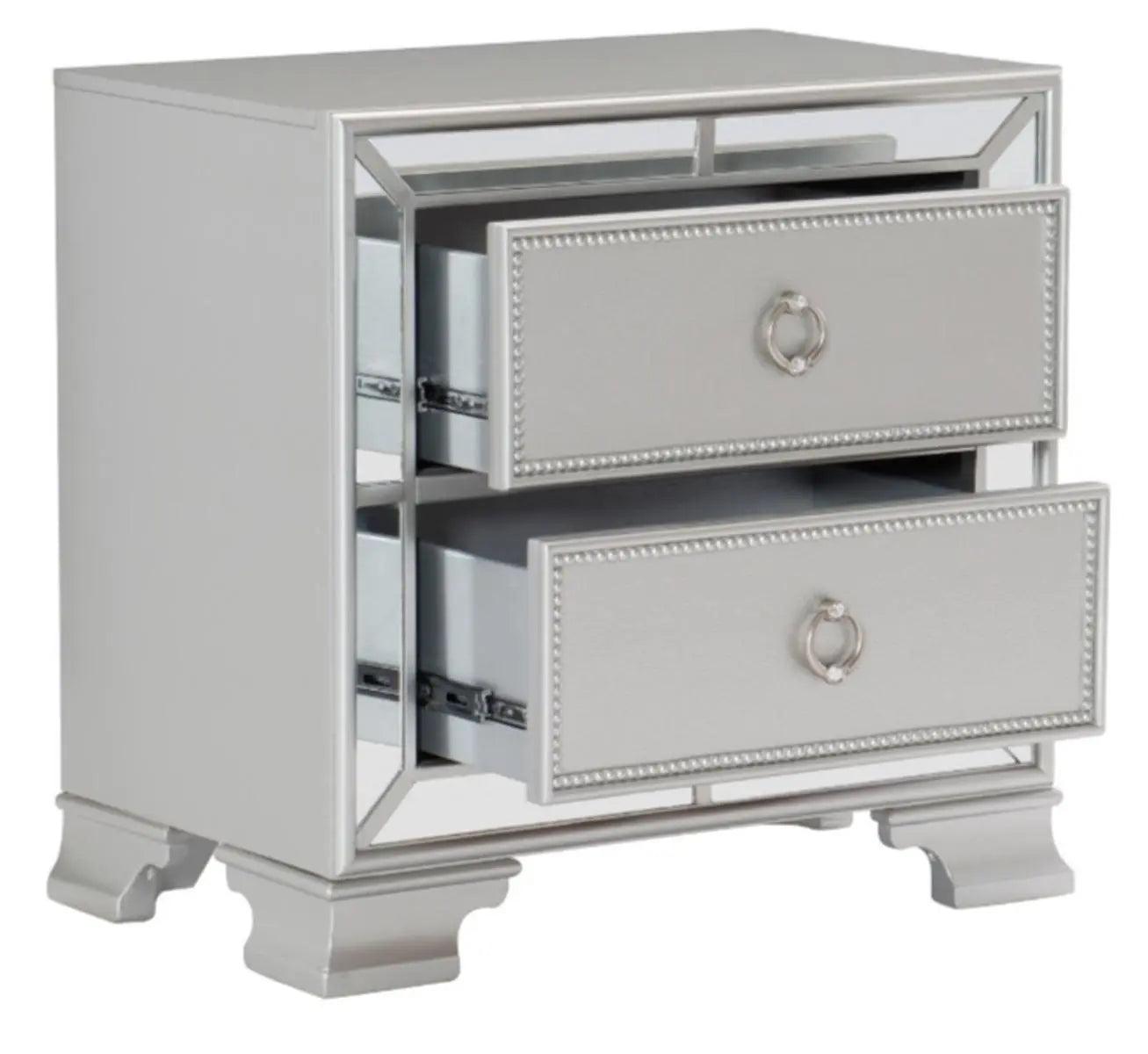 Homelegance Avondale Nightstand In Silver 1646-4 - ATL FURNITURE