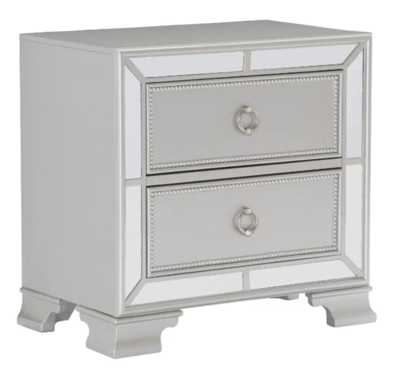 Homelegance Avondale Nightstand In Silver 1646-4 - ATL FURNITURE