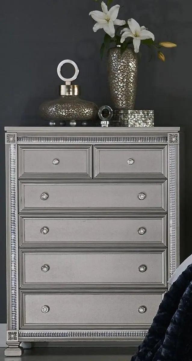 Homelegance Bevelle 5 Drawer Chest In Silver 1958-9 - ATL FURNITURE