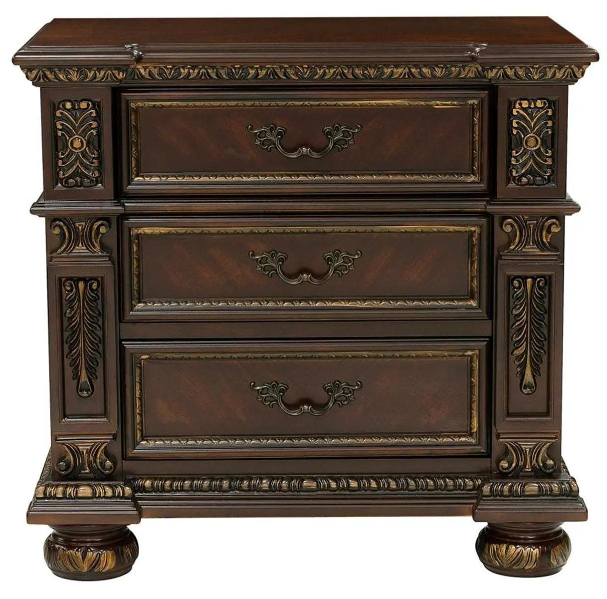 Homelegance Catalonia 3 Drawer Nightstand In Cherry 1824-4 - ATL FURNITURE