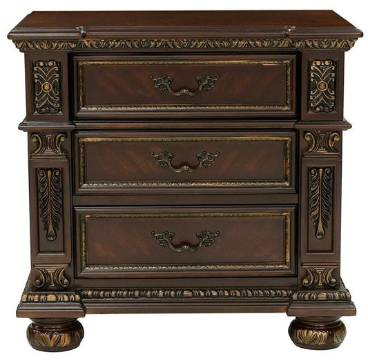 Homelegance Catalonia 3 Drawer Nightstand In Cherry 1824-4 - ATL FURNITURE