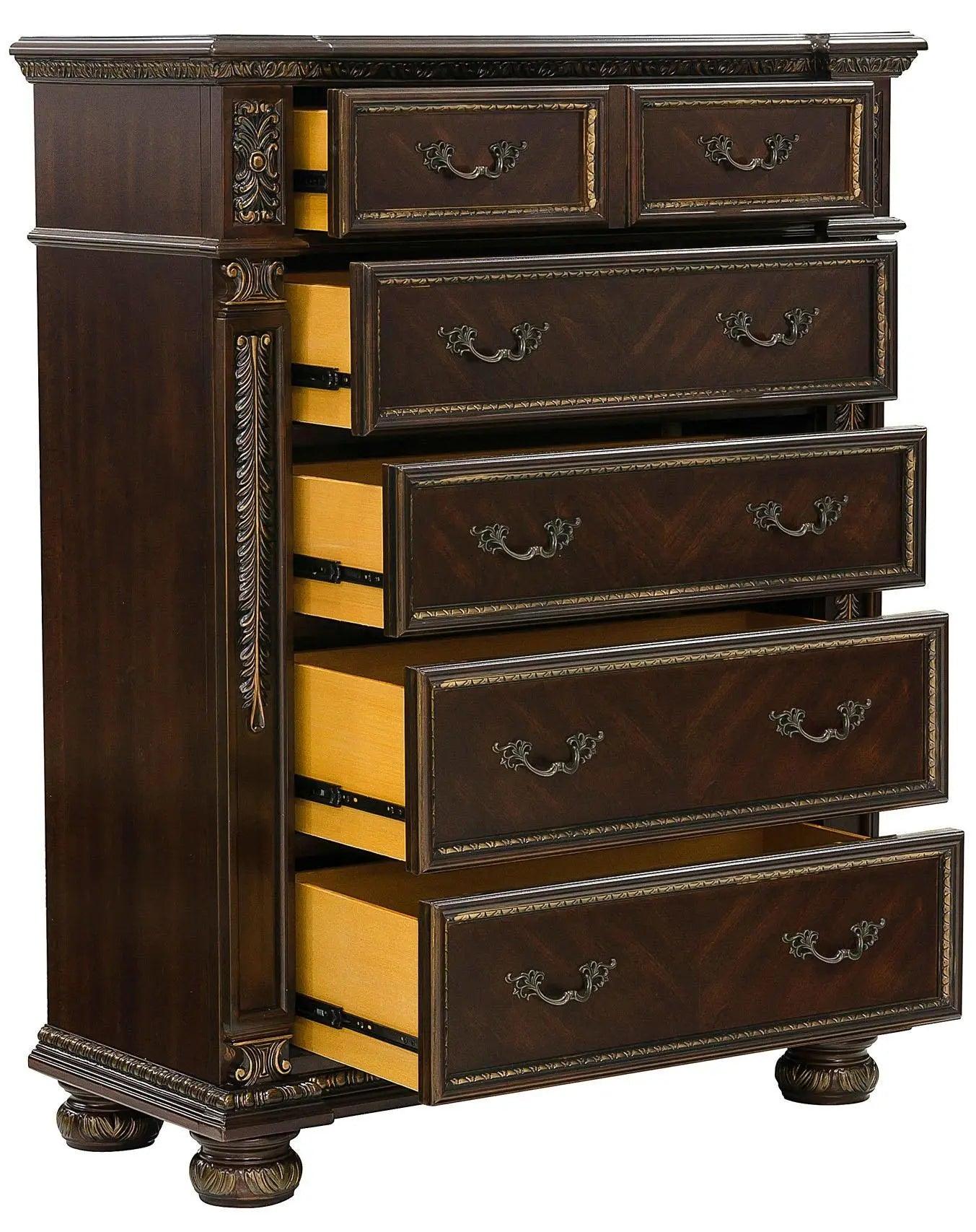 Homelegance Catalonia 5 Drawer Chest In Cherry 1824-9 - ATL FURNITURE