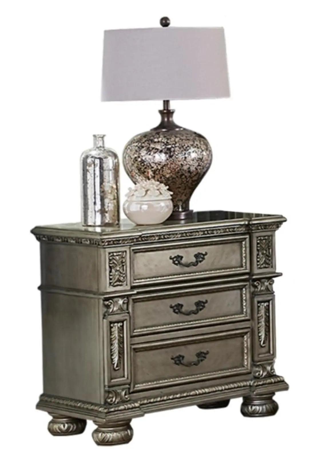 Homelegance Catalonia Nightstand In Platinum Gold 1824Pg-4 - ATL FURNITURE