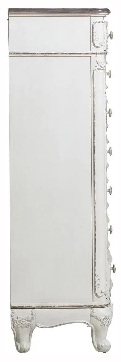 Homelegance Cinderella 7 Drawer Tall Chest Antique White With Grey Rub-Through 1386Nw-12 - ATL FURNITURE