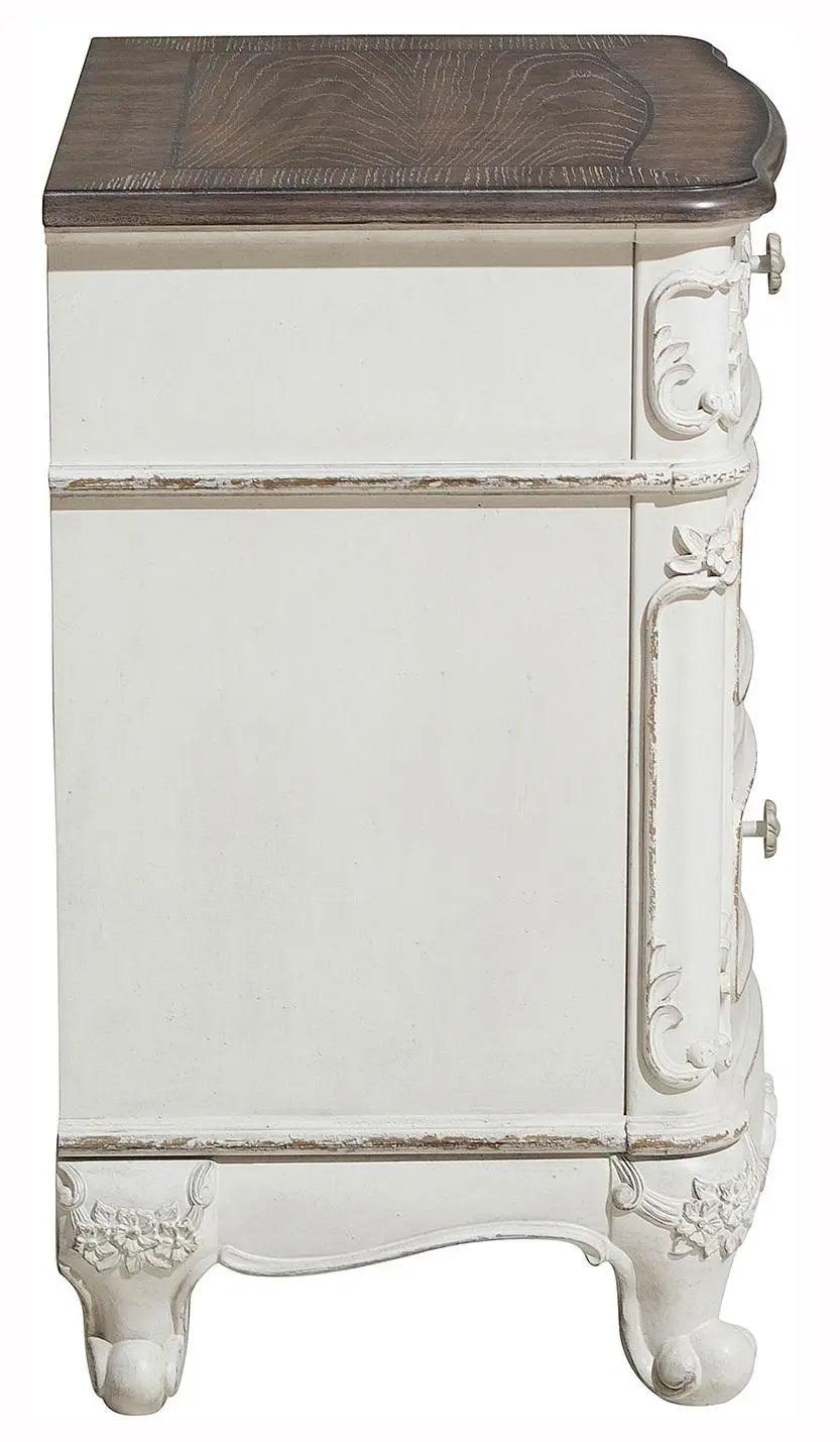 Homelegance Cinderella Night Stand In Antique White With Grey Rub-Through 1386Nw-4 - ATL FURNITURE