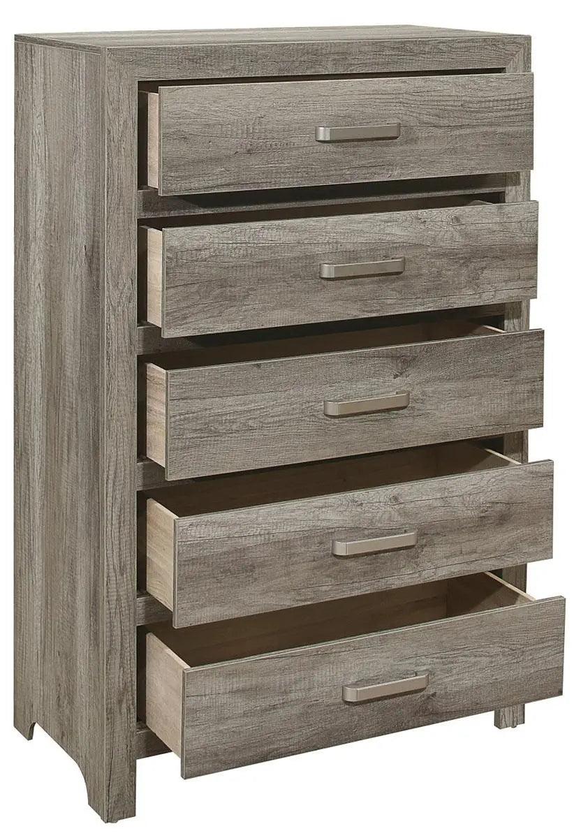 Homelegance Furniture Mandan 5 Drawer Chest In Weathered Gray 1910Gy-9 - ATL FURNITURE