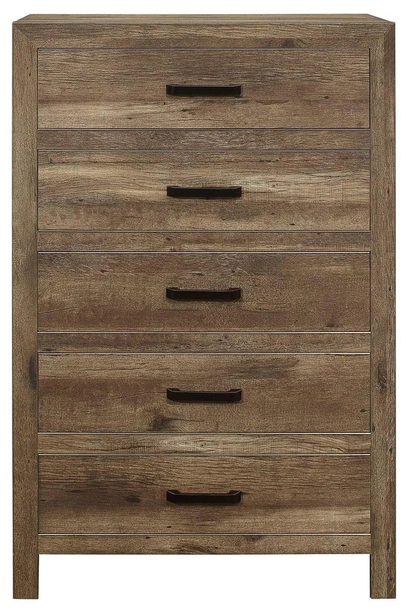 Homelegance Furniture Mandan 5 Drawer Chest In Weathered Pine 1910-9 - ATL FURNITURE